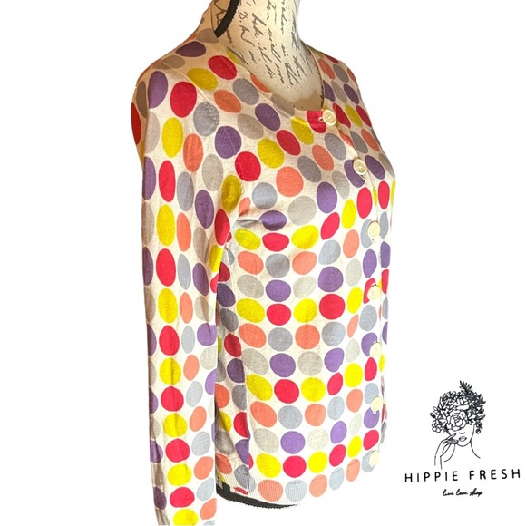 Boden Women's Colorful Polka Dot 100% Wool Cardigan Sweater US6 - Picture 3 of 8